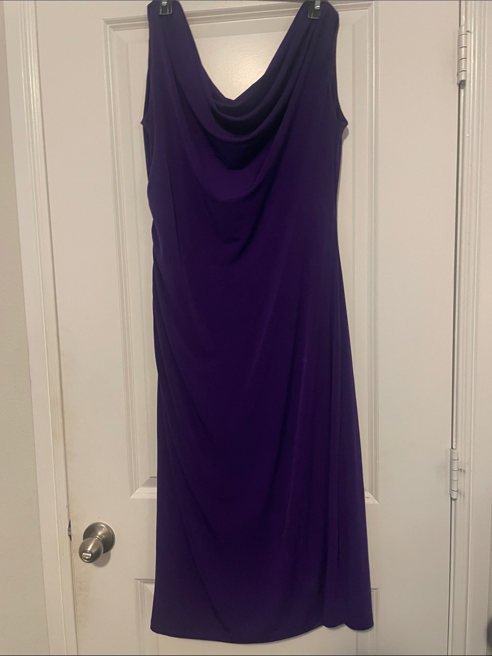 Women's Purple Cowl Neck Midi Dress